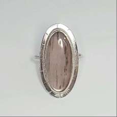 Handcut Gray Moonstone in Hand Forged Sterling Silver Ring