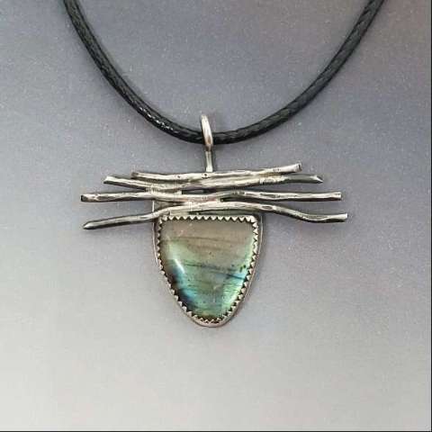 Handcut Labradorite in Hand Fabricated Sterling Silver