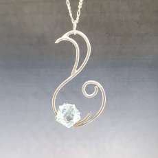 Handcut Aquamarine in Hand Fabricated Sterling Silver Swan