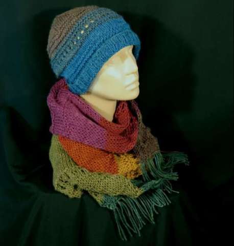 Hand Knit Scarf & Hat Set