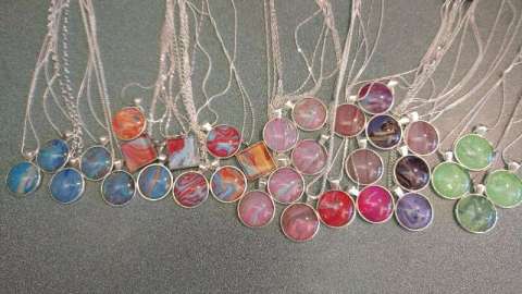 Dried Paint Skins Made to Pendants