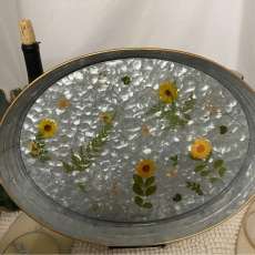 Hammered Steel Floral Tray