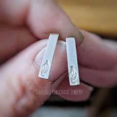 Sterling Bar Leaf Earrings