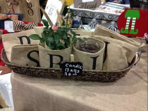 Personalized Burlap Bags - Plant Holders - Candle Holders