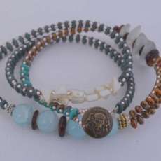 Triple Wrapped Hand Beaded Bracelet