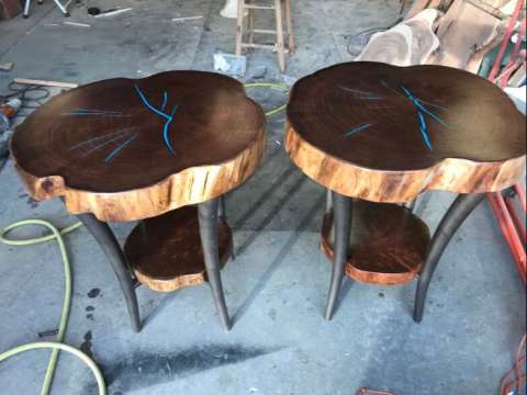 Side Tables With Turquoise Inlay