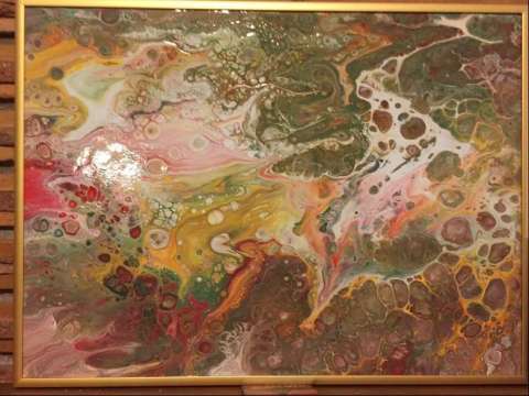 15x11 Gold Framed Pour