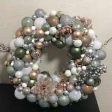 Muted Green Gold and Silver Wreath