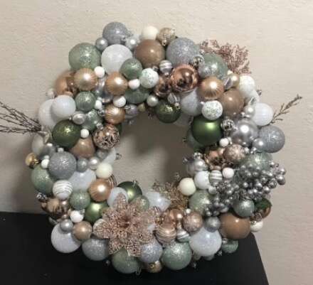 Muted Green Gold and Silver Wreath