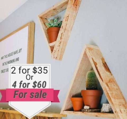 Wooden Triangle Shelf