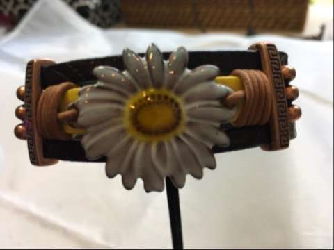Leather and Enameled Flower