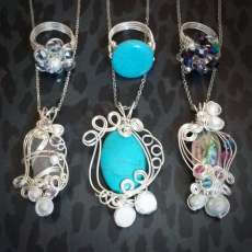 Wire-Wrapped Beach Glass, Gems & Abalone Shell