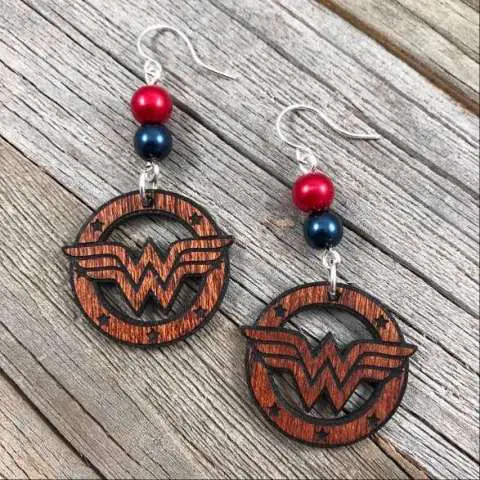 Wonder Woman Wood Earrings