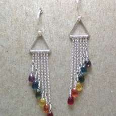 Rainbow Sapphire and Silver Earrings