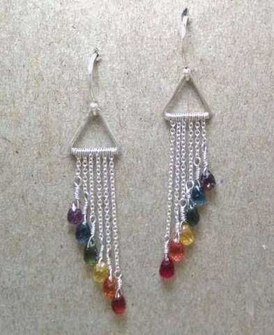 Rainbow Sapphire and Silver Earrings