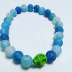 Vein Agate and Skull Bracelet Unisex