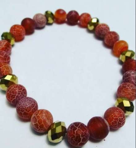 Vein Agate With Rondelle Crystals Bracelet