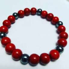 Men's Red Turquoise and Hematite Bracelet