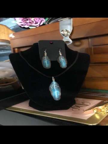 Feather Necklace and Earring to Match
