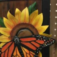 3 D Leather Carving of Sunflower and Butterfly