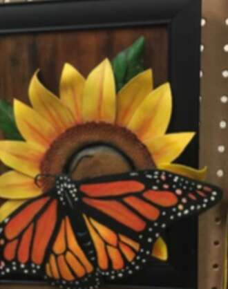 3 D Leather Carving of Sunflower and Butterfly