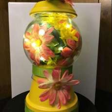 Lighted Terra Cotta/Glass Decor