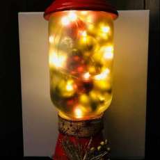 Lighted Christmas Terra Cotta/Glass Decor