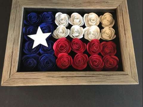 Texas Flag Rolled Flower Shadowbox