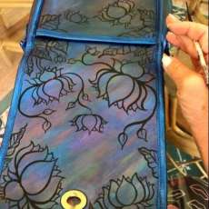 Painting on Coach Bag by Sue Sweeney