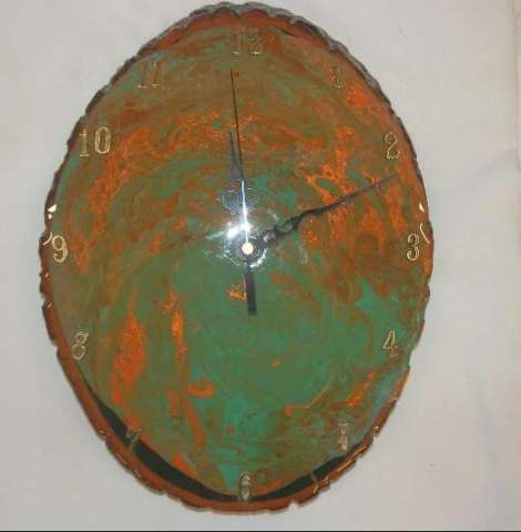 Opal Green and Copper Clock