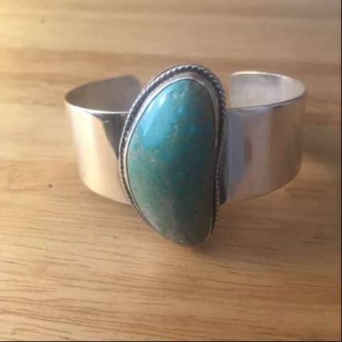 Handcrafted Sterling Cuff With Turquoise Stone