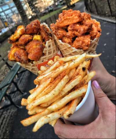 Chick'Ncone and Cajun Fries