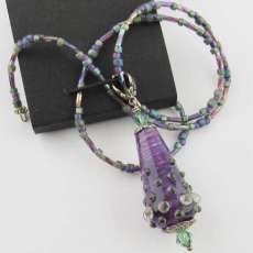 Purple & Raku Veiled Glass Drop Pendant