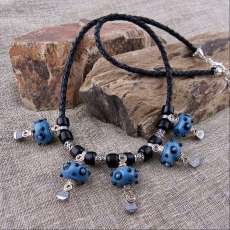 Denim & Black Horseshoe Nail Necklace