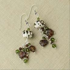 Pumpkin Earrings in Ivory & Raku Glass