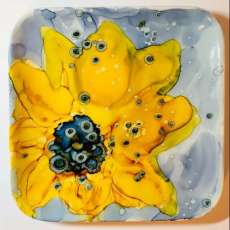 Alcohol Ink/Hand Painted Ceramic Plate