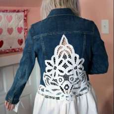 Brandenburg Lace Back Denim Jacket