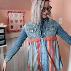 Coral Striped Denim Jacket