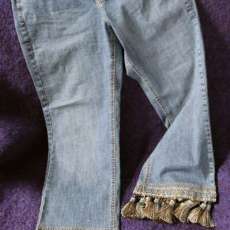 Green Fringe Denim Jeans