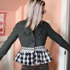 Grey Gingham Wool Jacket
