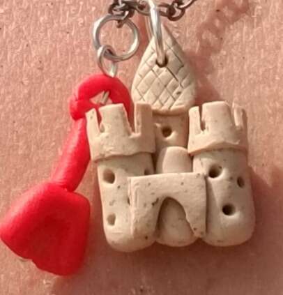 Polymer Clay Sand Castle and Shovel Charm