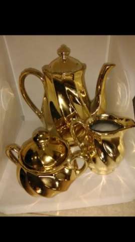 1950s Hollywood Regency Gold Plated Tea Set