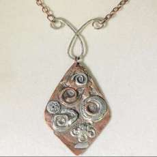 Bi-Metal Fused Copper and Sterling Pendant With Bail