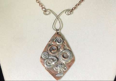 Bi-Metal Fused Copper and Sterling Pendant With Bail