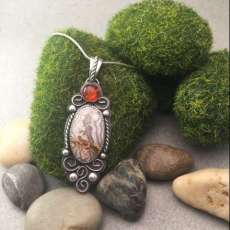 Crazy Lace and Amber Pendant