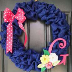 Burlap Wreath With Initial and Roses
