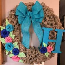 Burlap Wreath With Initials and Roses