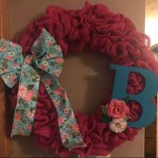 Burlap Wreath With Initial and Roses