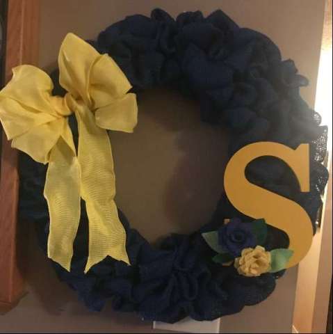 Burlap Wreath With Initial and Roses