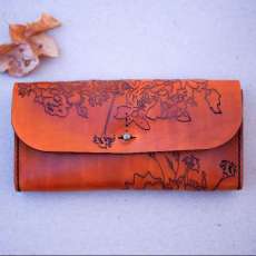 Hand Stitched Etched Leather Clutch
